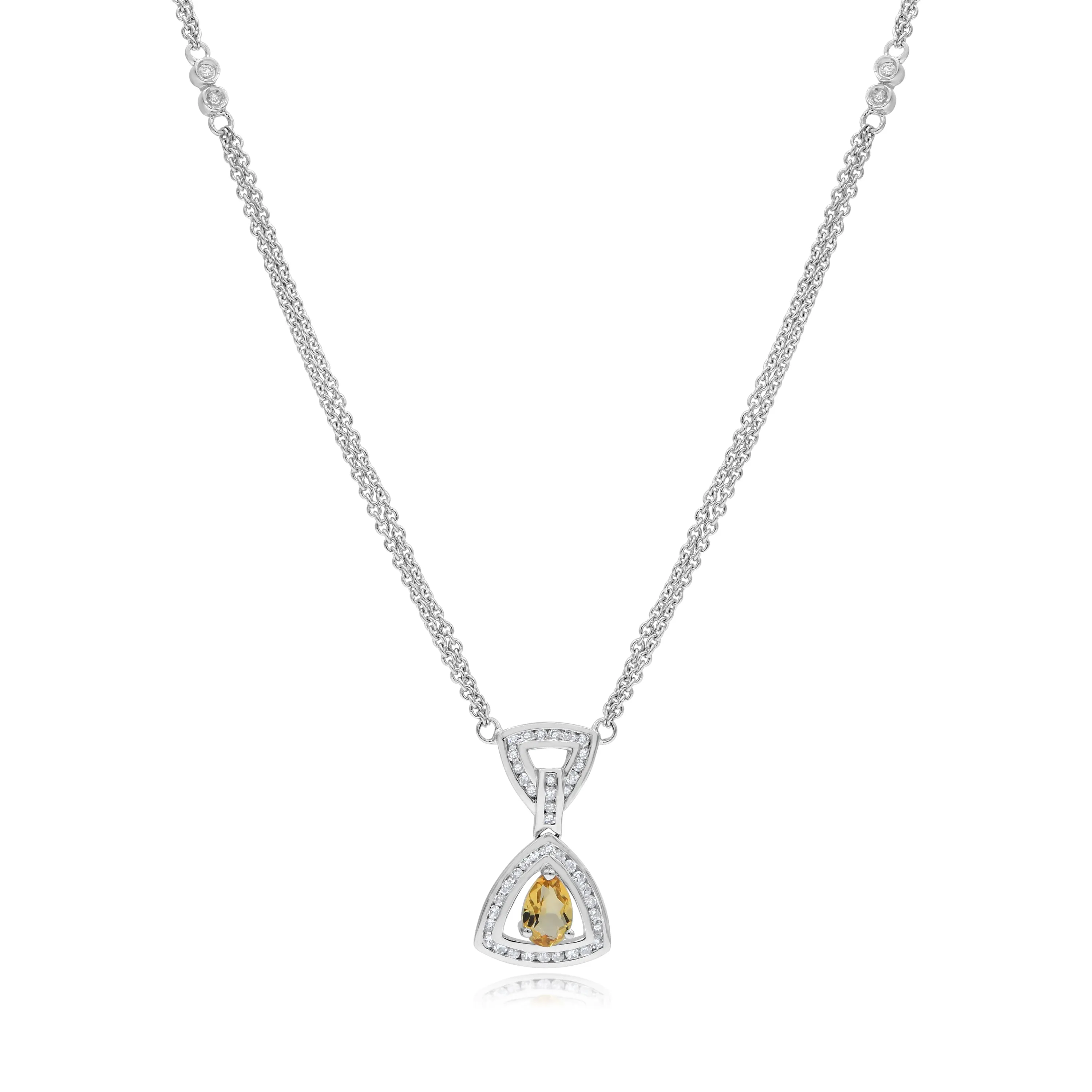 0.23ct Diamond and 0.34ct Citrine Necklace set in 14KT White Gold / NSC9359