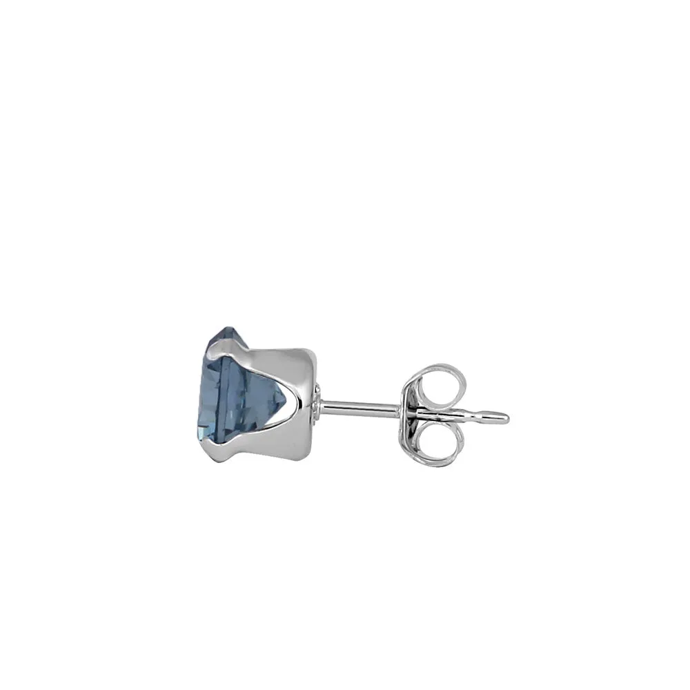 0.9ct Sterling Silver Aquamarine CZ Stud Earrings 5mm