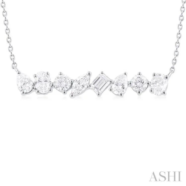 1 1/10 ctw Scatter Multi Cut Diamond Fashion Necklace in 14K White Gold