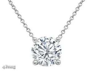 1 CT Solitaire Natural Diamond Pendant Necklace Round Cut Solid 14k White Gold