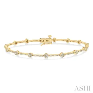 1 ctw Cluster Round Cut Diamond Bar Link Bracelet in 10K Yellow Gold