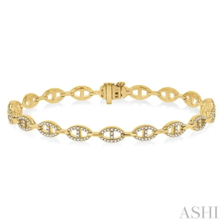 1 Ctw Divided Open Link Round Cut Diamond Bracelet in 14K Yellow Gold