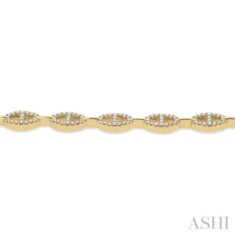 1 Ctw Divided Open Link Round Cut Diamond Bracelet in 14K Yellow Gold