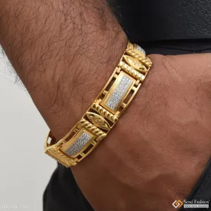 1 Gram Gold Forming Square with Diamond Funky Design Bracelet for Men - Style C260