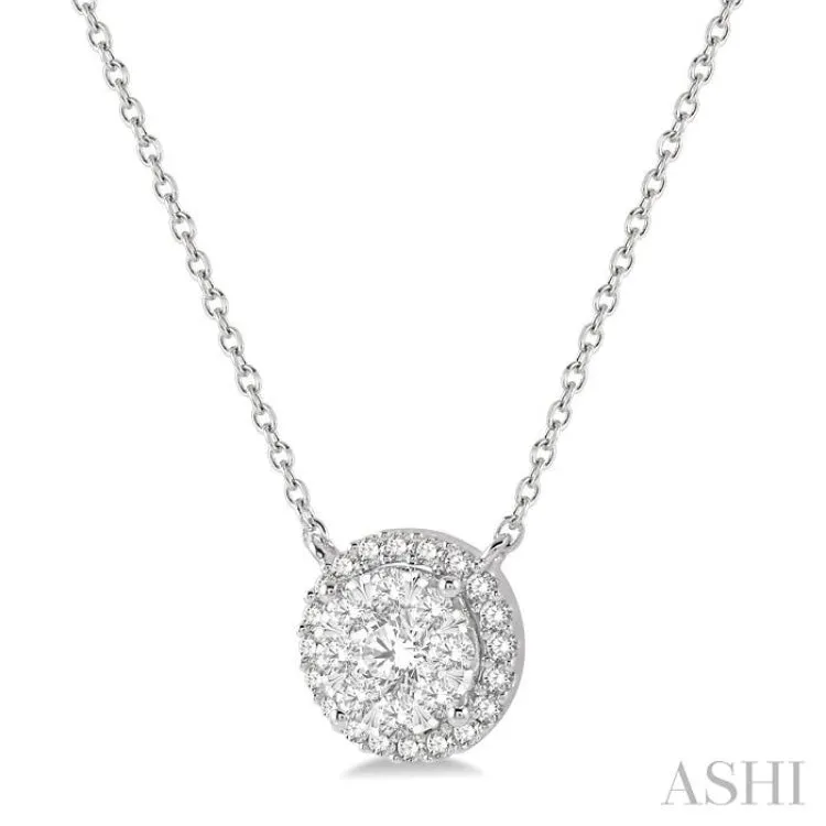 1/2 ctw Circular Round Cut Diamond Lovebright Necklace in 14K White Gold