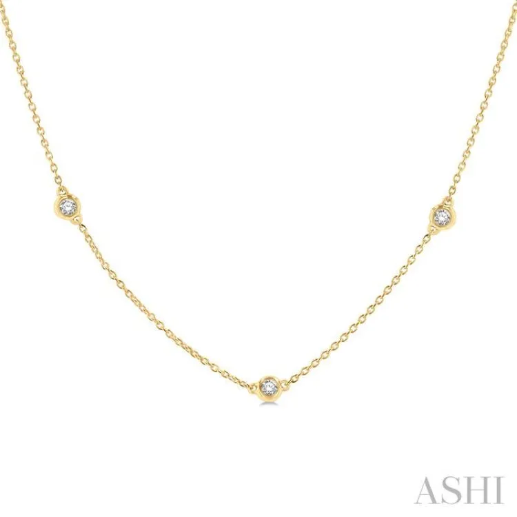 1/3 Ctw Round Cut Diamond Station Necklace in 14K Yellow Gold