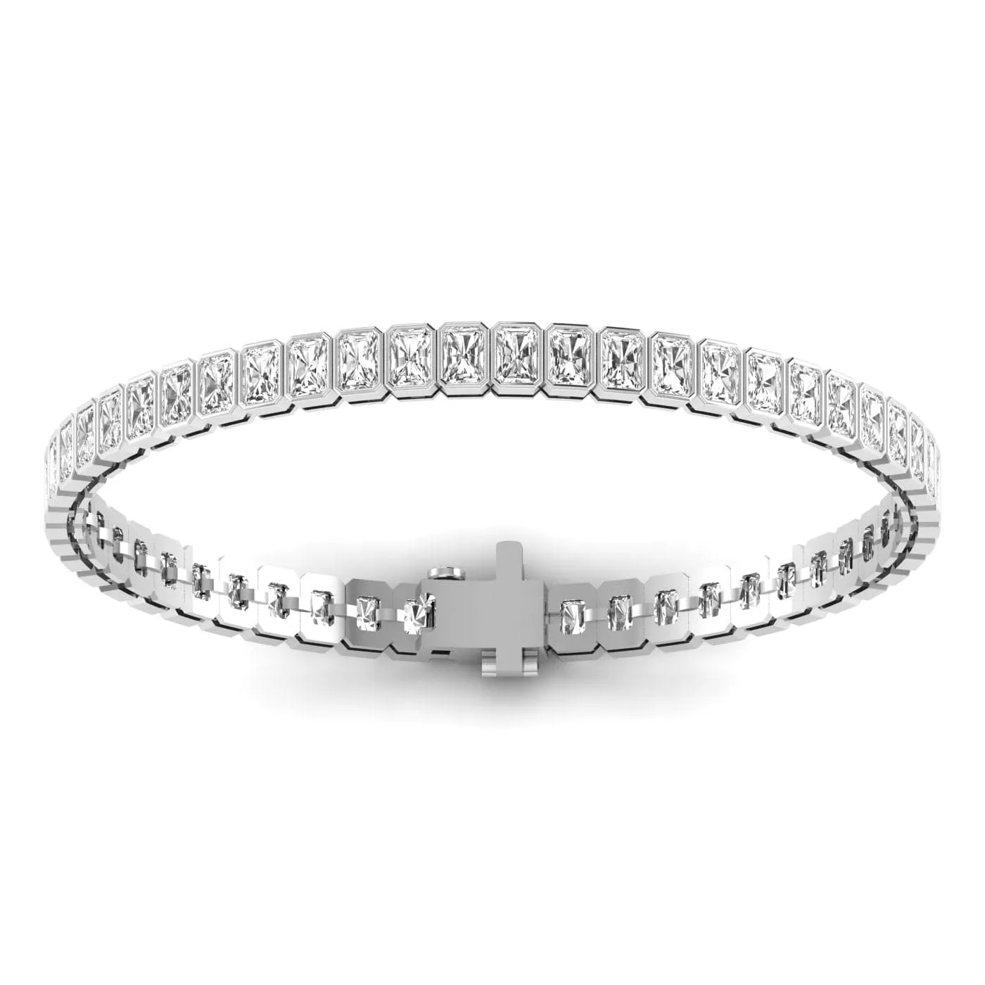 14K and 18K Gold and Radiant Cut Diamond 7-8 ct Tennis Bracelet Bezel Set, Lab Grown