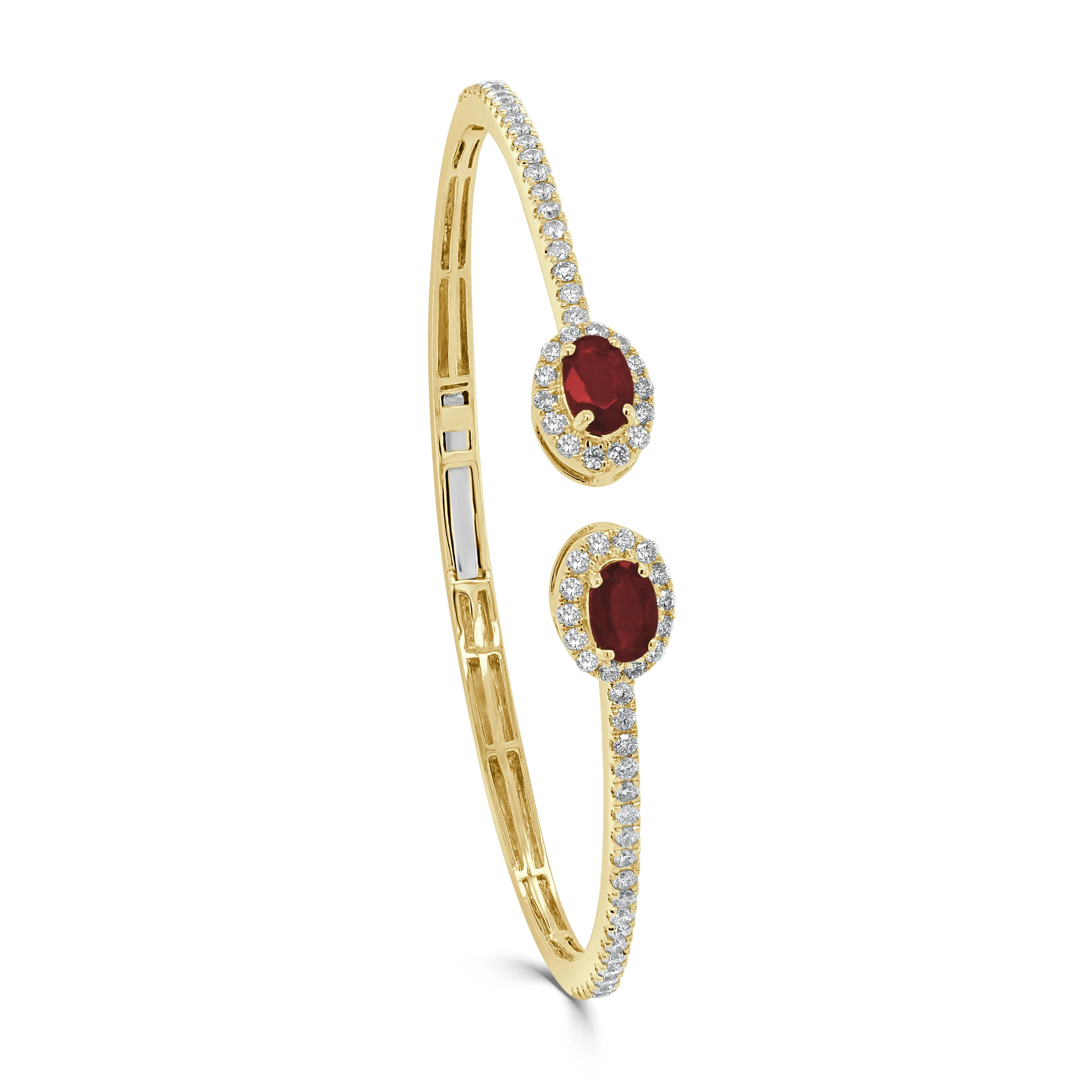 14K Gold Ruby & Diamond Cuff Bangle