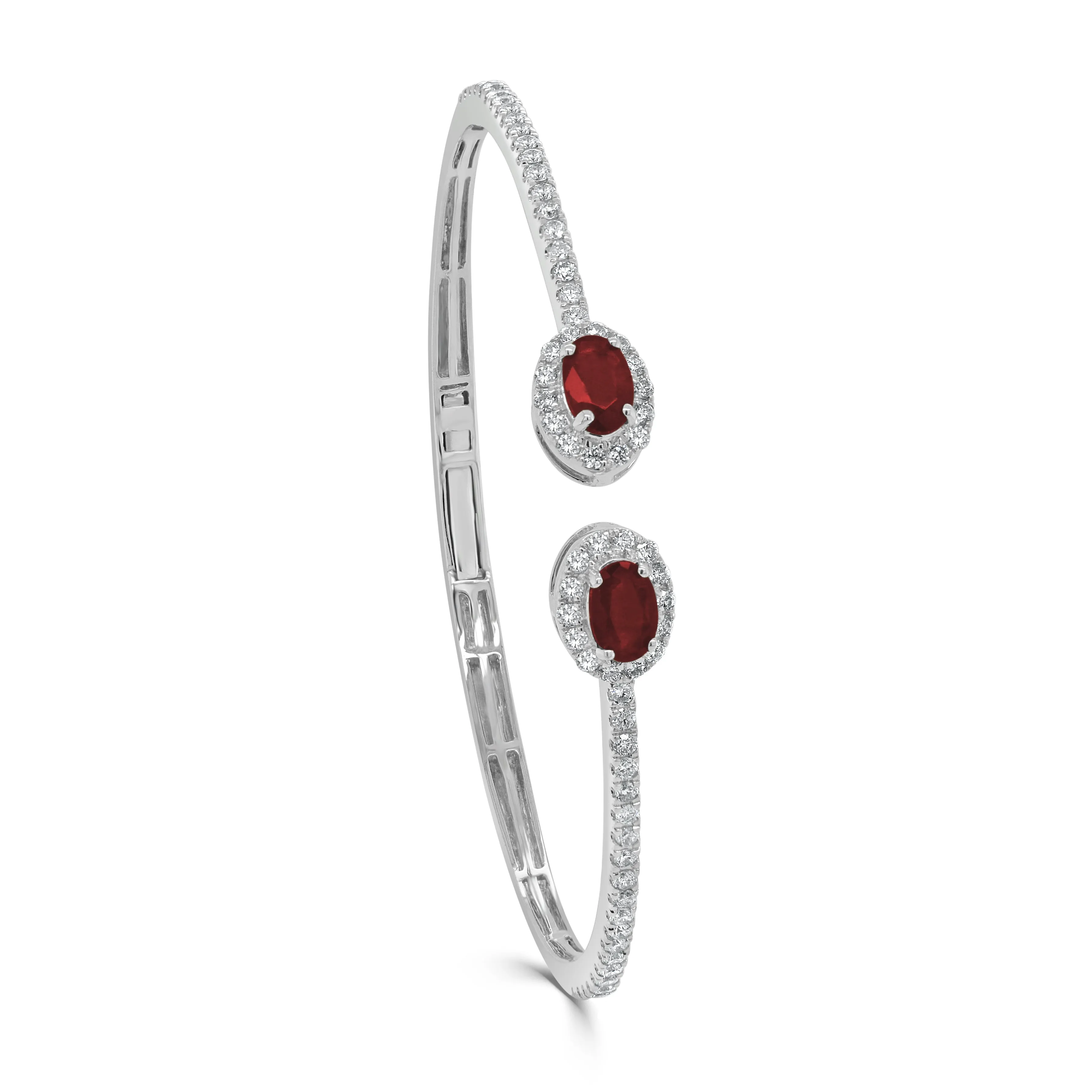 14K Gold Ruby & Diamond Cuff Bangle