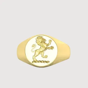 14k Gold Scottish Rampant Lion Signet Ring