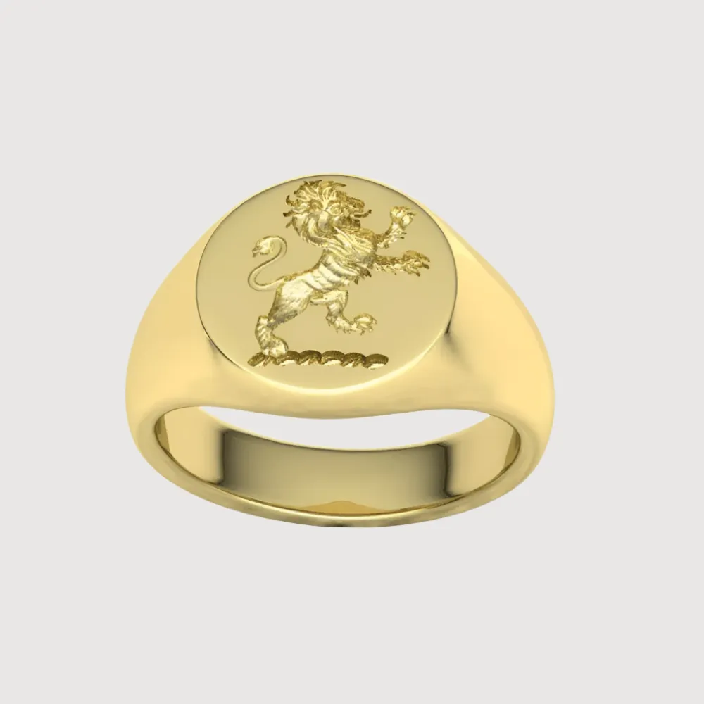 14k Gold Scottish Rampant Lion Signet Ring