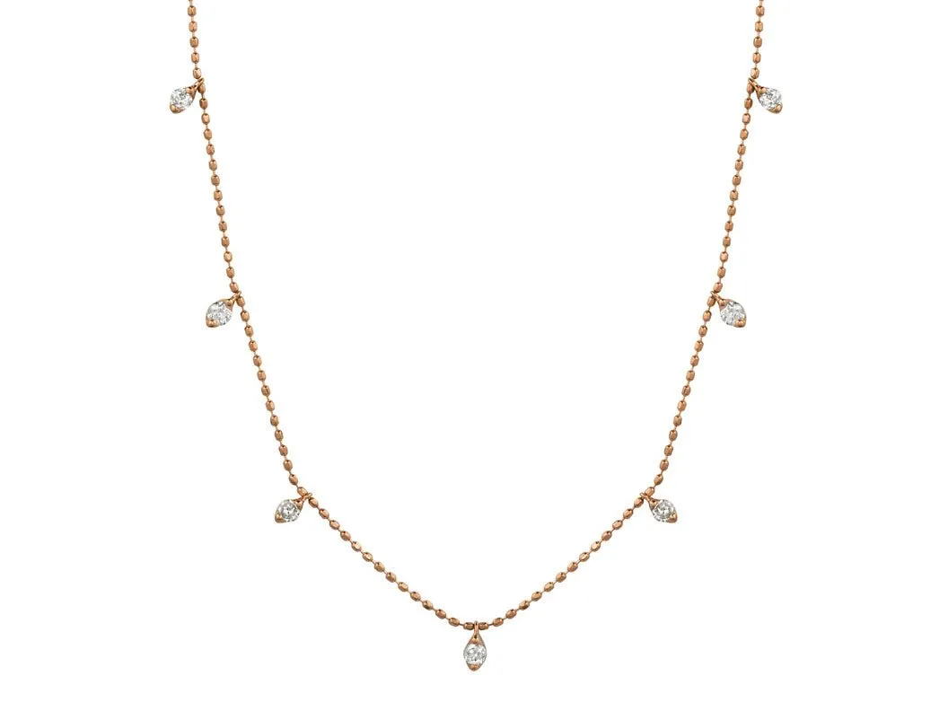 14K R Gold 0.50ct Diamond Station Necklace