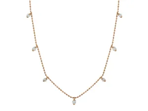 14K R Gold 0.50ct Diamond Station Necklace