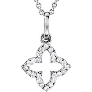 14K Rose .07 CTW Petite Diamond Cross 16" Necklace