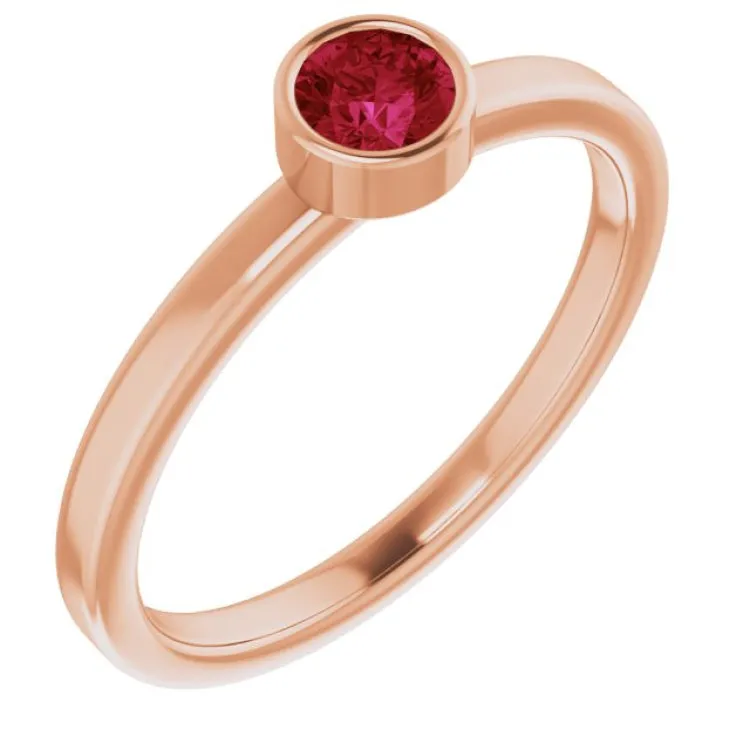 14K Rose 4 mm Lab-Grown Ruby Ring