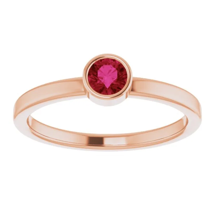 14K Rose 4 mm Lab-Grown Ruby Ring