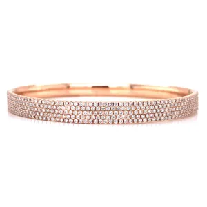 14K Rose Gold Diamond 5 Row Hinged Bangle