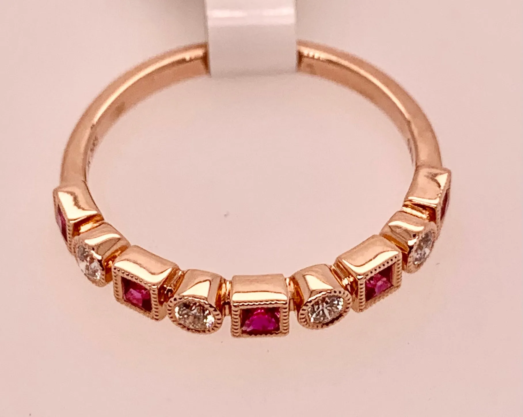 14K Rose Gold Diamond & Ruby Band