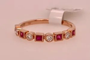 14K Rose Gold Diamond & Ruby Band