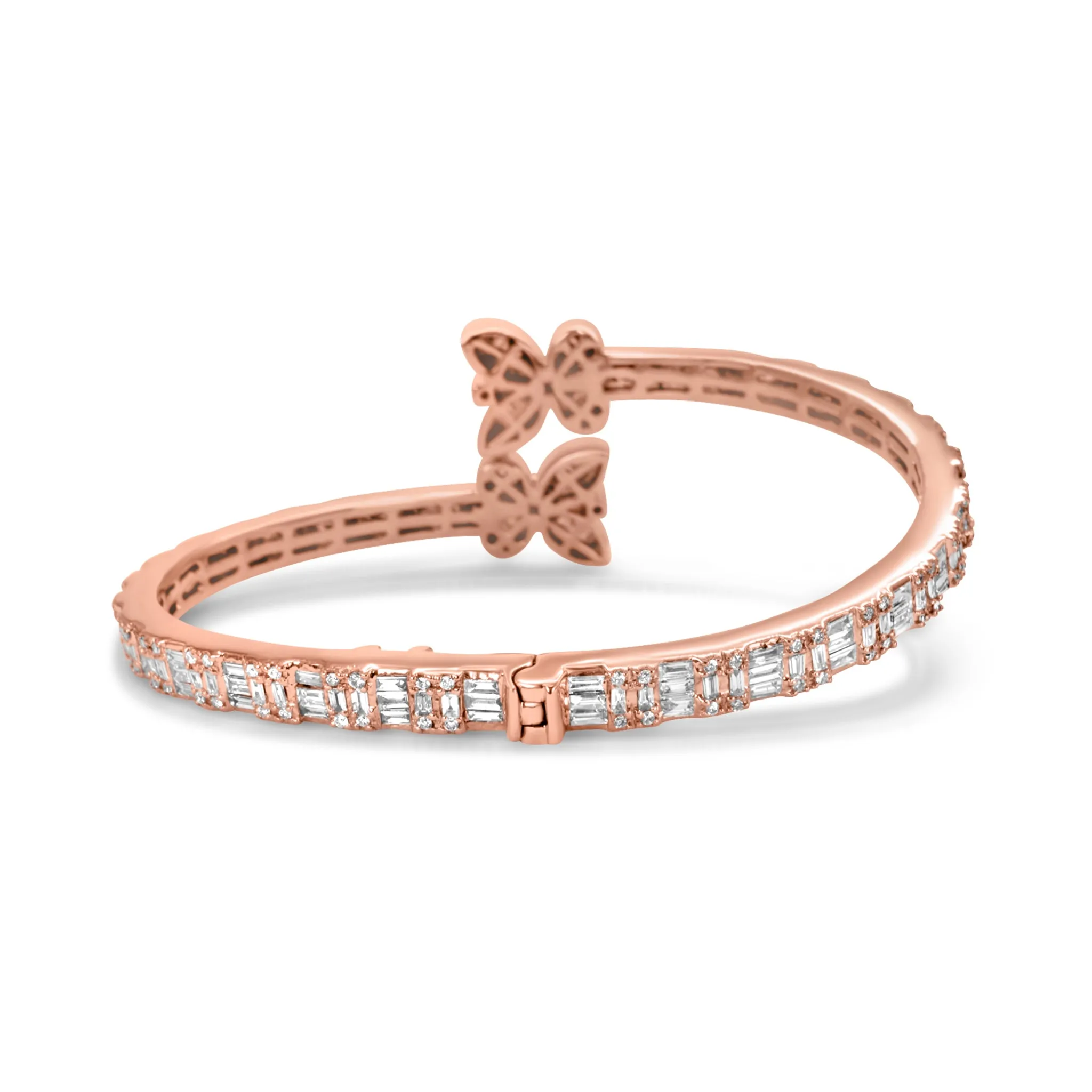 14k Rose Gold Diamond Butterfly Bangle 3.25 ctw