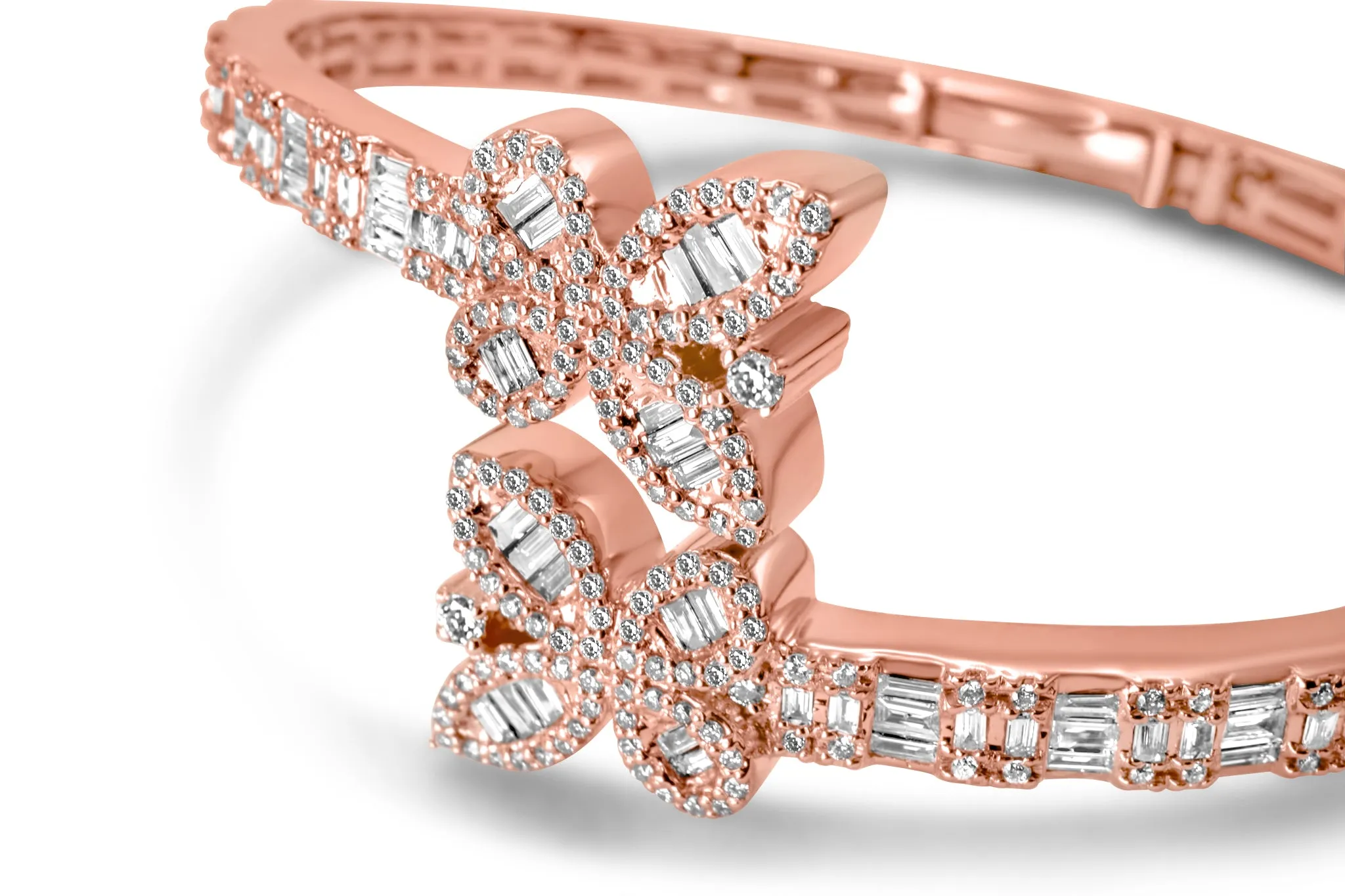 14k Rose Gold Diamond Butterfly Bangle 3.25 ctw