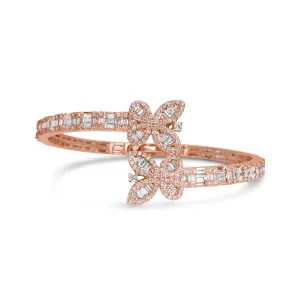 14k Rose Gold Diamond Butterfly Bangle 3.25 ctw