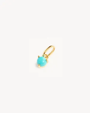 14k Solid Gold Always In My Heart Birthstone Necklace Pendant - December - Turquoise