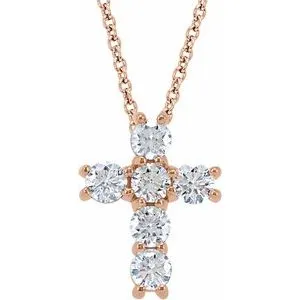 14K White 1/4 CTW Lab-Grown Diamond Cross 18" Necklace