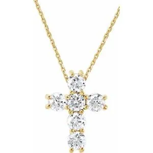 14K White 1/4 CTW Lab-Grown Diamond Cross 18" Necklace