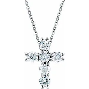 14K White 1/4 CTW Lab-Grown Diamond Cross 18" Necklace