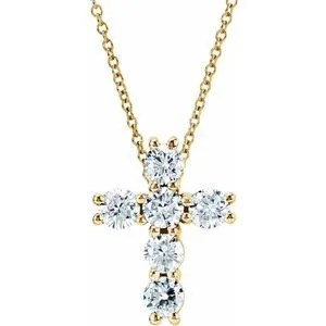 14K White 1/4 CTW Lab-Grown Diamond Cross 18" Necklace