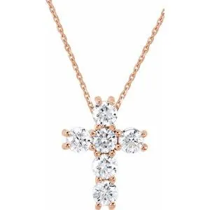 14K White 1/4 CTW Lab-Grown Diamond Cross 18" Necklace