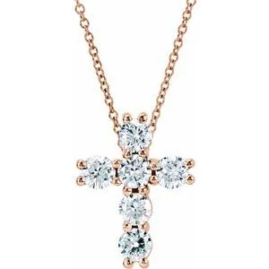 14K White 1/4 CTW Lab-Grown Diamond Cross 18" Necklace