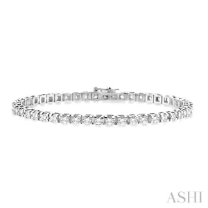 14K White Gold Diamond Square Bracelet, 5.0 Carat tw