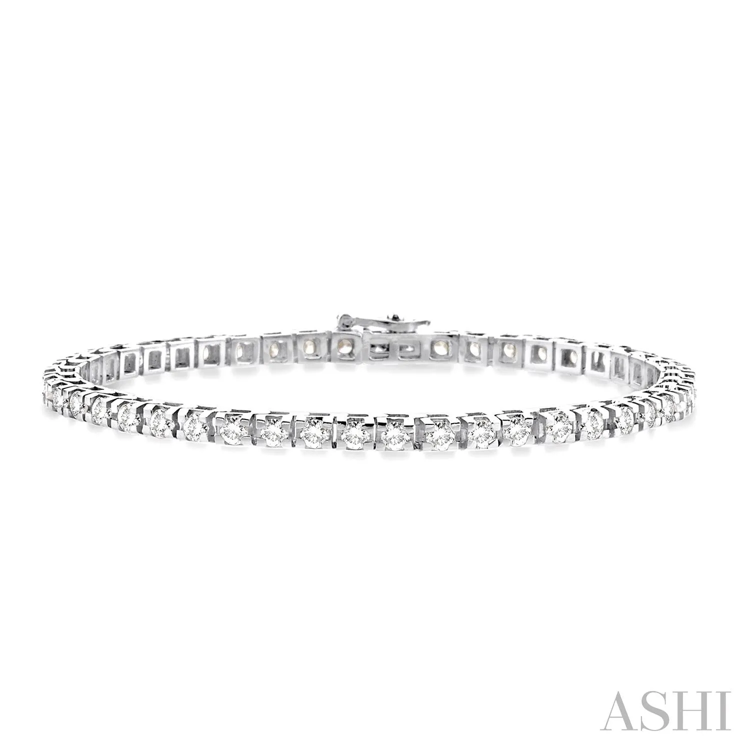 14K White Gold Diamond Square Bracelet, 5.0 Carat tw