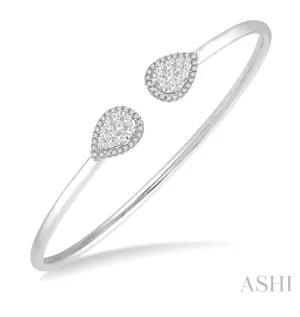 14K White Gold "Lovebright" Diamond Cuff Bangle, 0.65 Carat TW