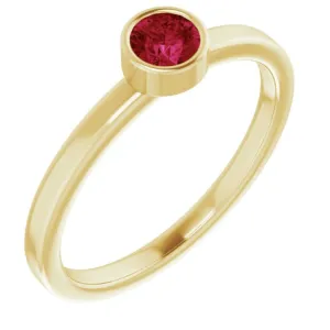 14K Yellow 4 mm Lab-Grown Ruby Ring