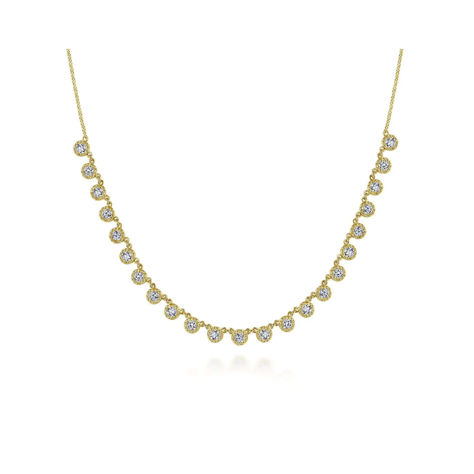 14K Yellow Gold Diamond Choker Adjustable Necklace