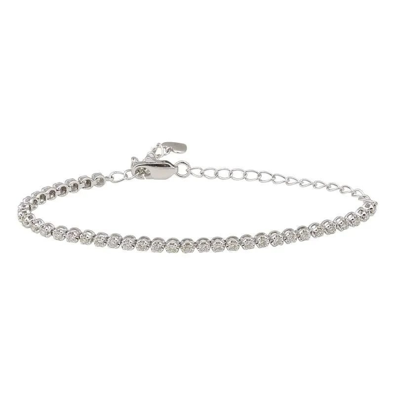 14K Yellow Gold Diamond Tennis Adjustable Bracelet