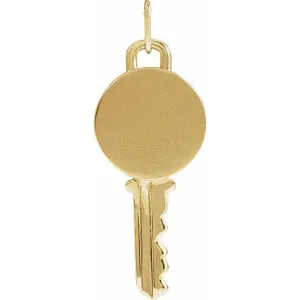 14K Yellow Gold Engravable Key Pendant