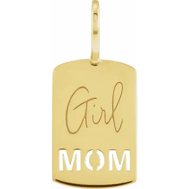 14K Yellow Gold Girl Mom Pendant