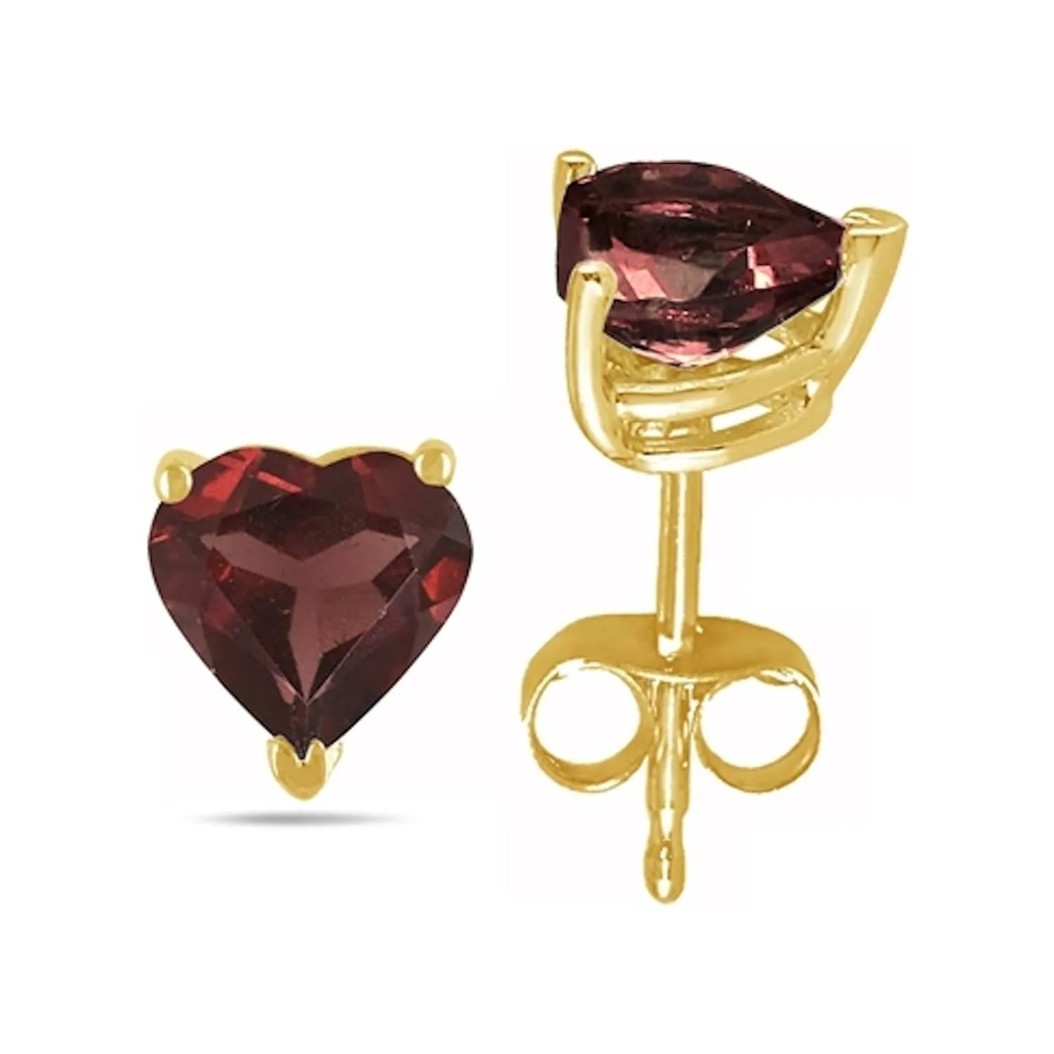 14k Yellow Gold Plated 3 Carat Heart Created Garnet Sapphire Stud Earrings