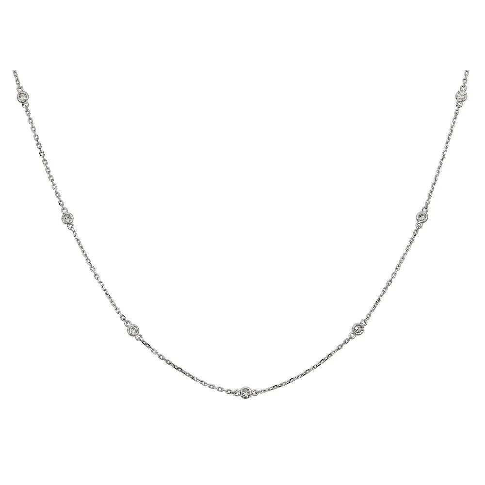 14KT 0.50CT ROUND DIAMONDS BY THE YARD NECKLACE 18"-2 COLORS