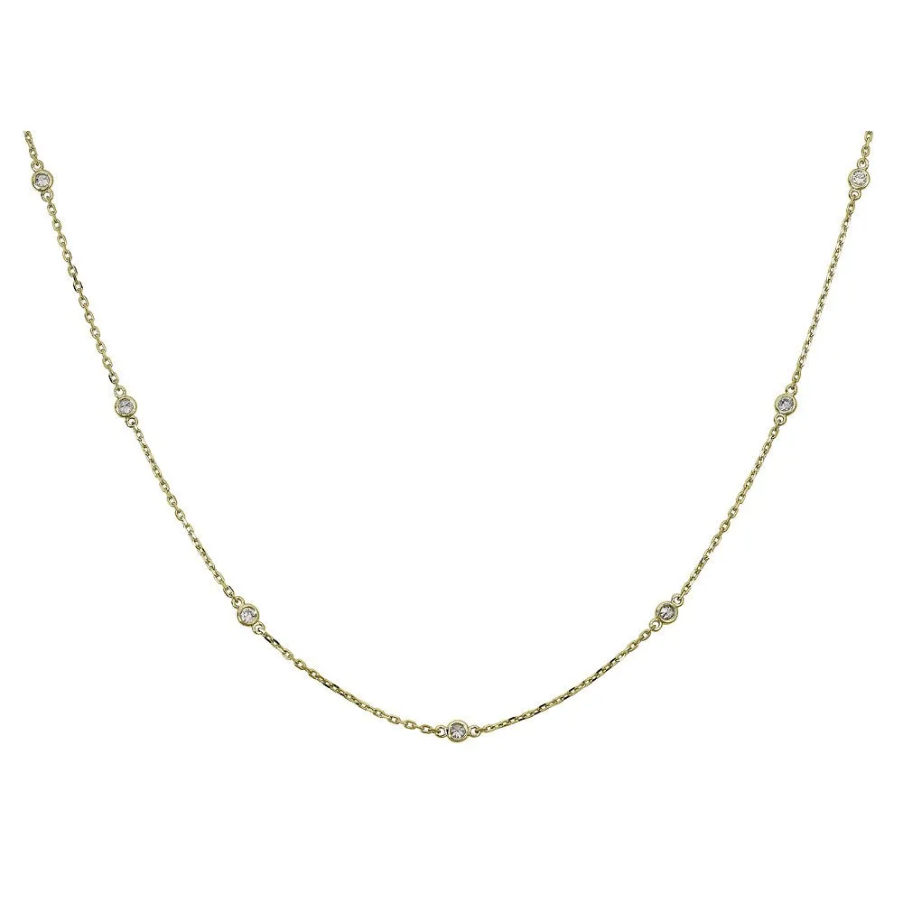 14KT 0.50CT ROUND DIAMONDS BY THE YARD NECKLACE 18"-2 COLORS