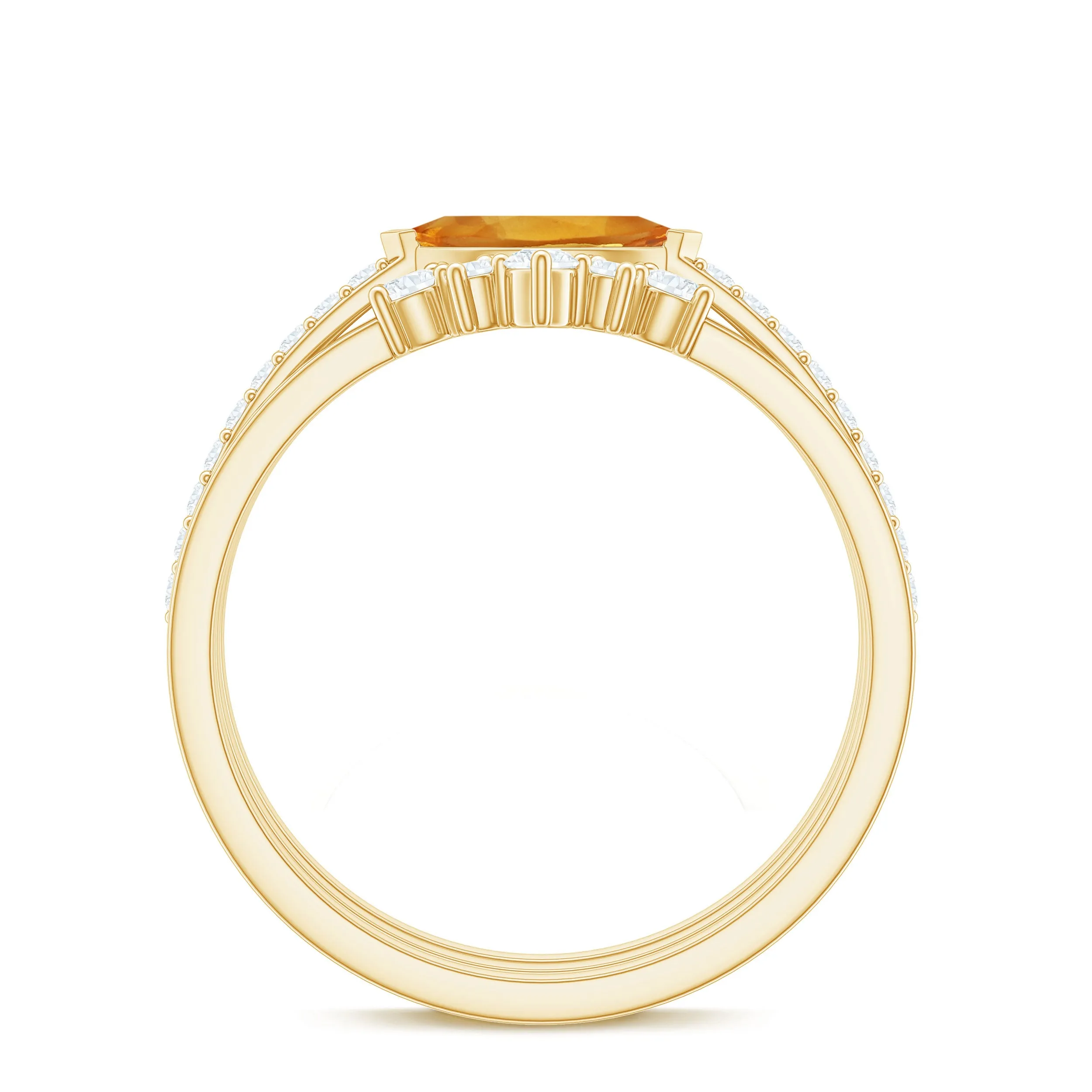 1.50 CT Natural Citrine Stackable Ring Set with Moissanite