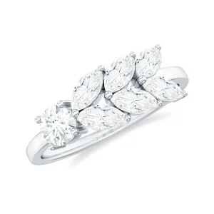 1.50 CT Nature Inspired Marquise Round Moissanite Gold Ring