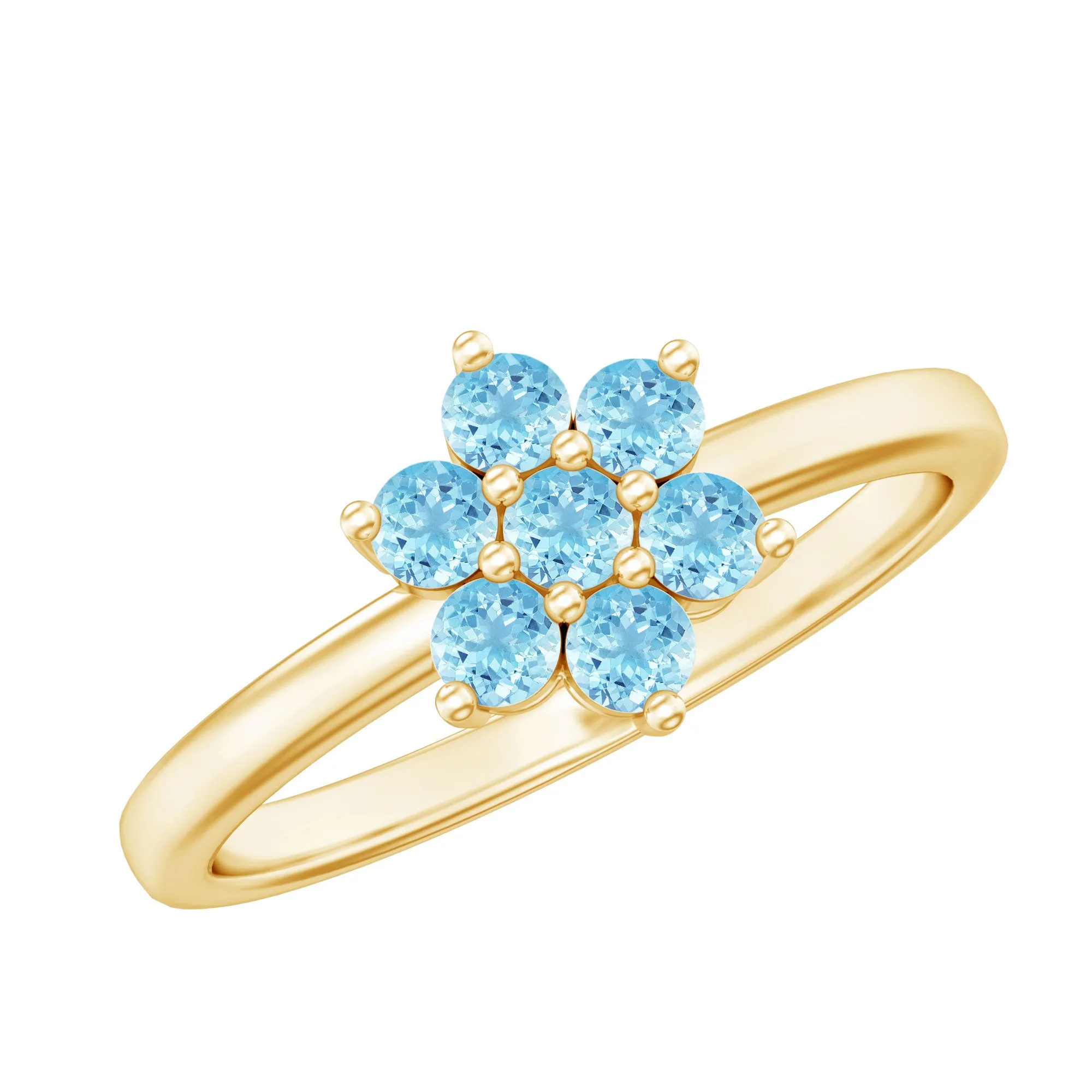 1.75 CT Aquamarine Flower Anniversary Ring in Gold