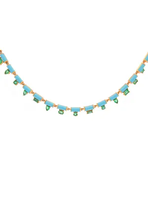 17.96ct Turquoise Emerald 14K Gold Link Necklace