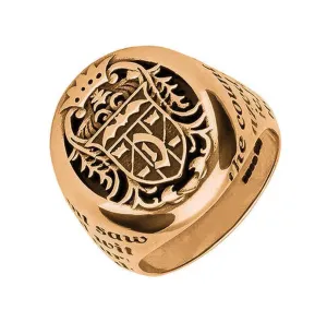 18ct Rose Gold Whitby Jet Dracula Crest Replica Signet Ring