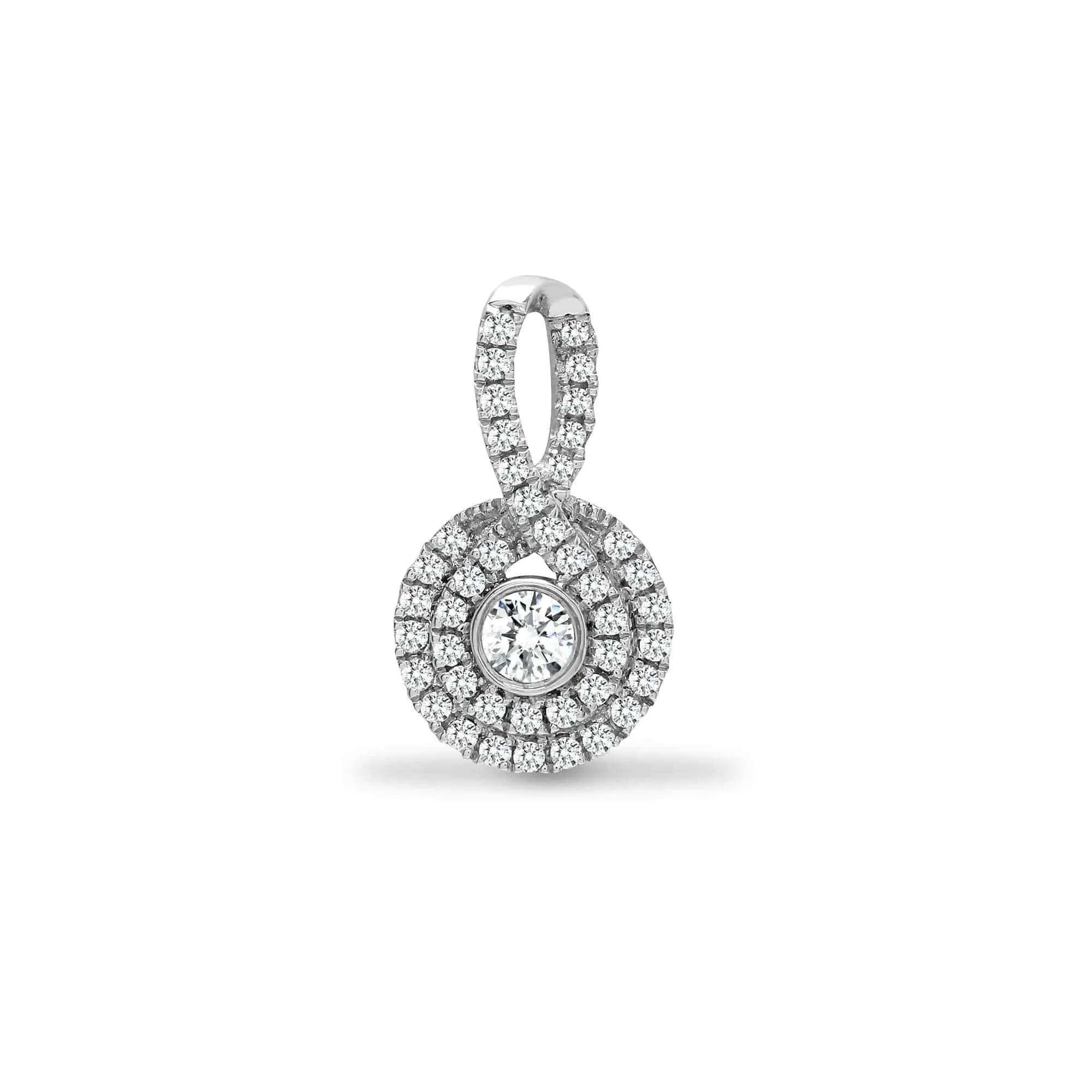 18ct White Gold 0.48ct Diamond Looped Bale Cluster Pendant